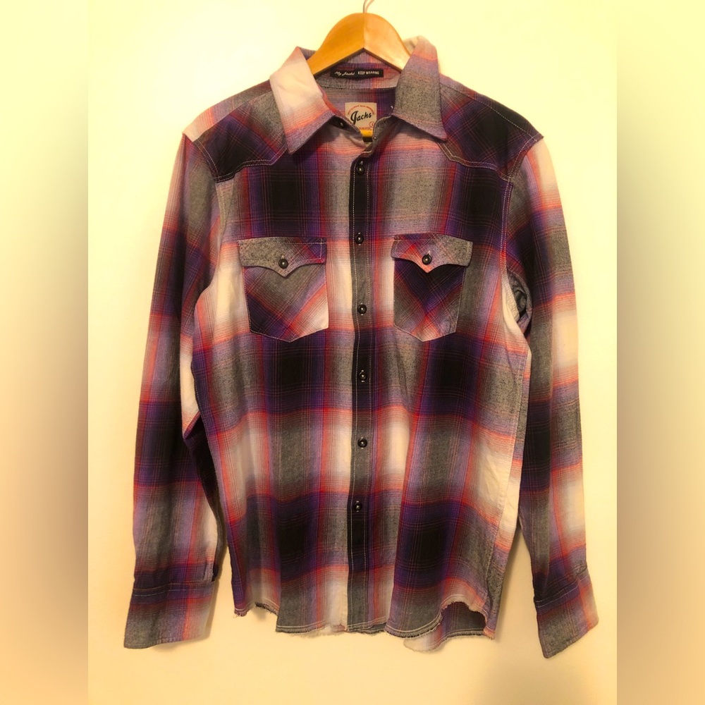 Super Different Color Pattern Plaid Shirt By Jacks Sz XL